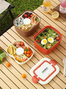 Boîte à lunch portable en plastique à double compartiment Syh680 pour étudiants et enfants avec poignées, idéale pour l'école - Product Image 4