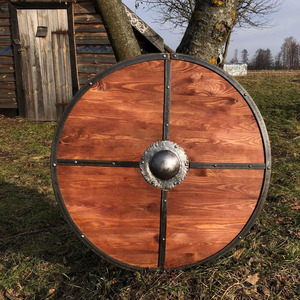 Escudo de Madera para Decoración de Interiores, Escudo de Madera Vikingo Medieval Clásico con Diseño Rústico, Escudo de Madera Hecho en Fábrica al por Mayor - Product Image 6