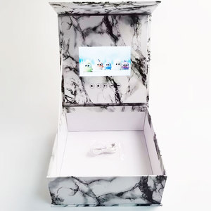 Customized Printed Own logo 7 Inch White Magnet Close Paper Gift Packing <strong>Box</strong> with LCD Screen and Video Music - Product Image 4