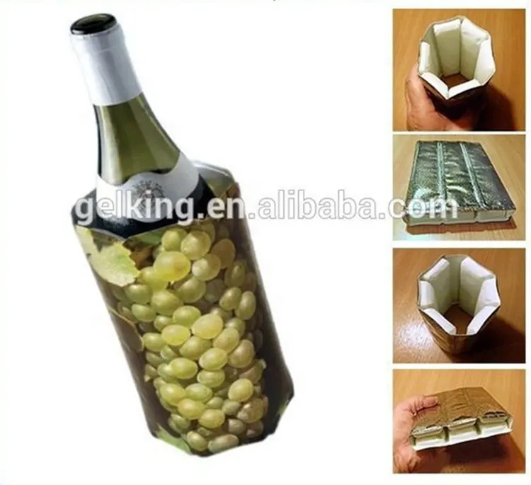 Многоразовые полиэфирные/нейлоновые гелевые мешки для охлаждения вина, изолированные гелевые мешки для охлаждения бутылок