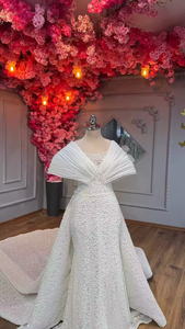S0903F Customize Heavily Beaded Lace Mermaid With Detachable Train Luxury Bridal Glitter <strong>Sequins</strong> Elegant Plus <strong>Size</strong> Wedding <strong>Dress</strong> - Product Image 2