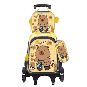 2026 Schüler-Rollrucksack, Lunchbag und Federmäppchen – Berg- und Meeres-Capybara-Serie, Cartoon-Dreiteiliges Rucksack-Set - Product Image 3