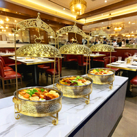 Set Perlengkapan Buffet Chafing Dish Bulat dengan Logo Custom, Penghangat Makanan Hotpot untuk Acara