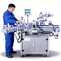 Máquina Etiquetadora Automática de Doble Cabezal para Botellas Redondas, Máquina de Impresión de Etiquetas para Botellas de Cerveza y Agua, Compatible con Impresoras de Fecha de Caducidad
