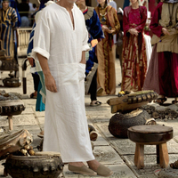 Robe Longue Col V Homme Vente en Gros, en Coton et Lin, Kaftan Thobe Traditionnel Islamique Arabe Musulman