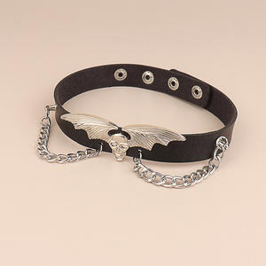 <span class=keywords><strong>Collar</strong></span> Deportivo Creativo Europeo Americano con Diseño Exagerado de Calavera, Alas de Murciélago y Cadena de Vampiro, Accesorio de Regalo - Product Image 4