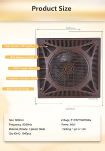 Silent False Office Square Electrical <strong>Remote</strong> <strong>Control</strong> 14 inch <strong>Wall</strong> Mount black low profile <strong>ceiling</strong> <strong>fan</strong> with Lamp - Product Image 3