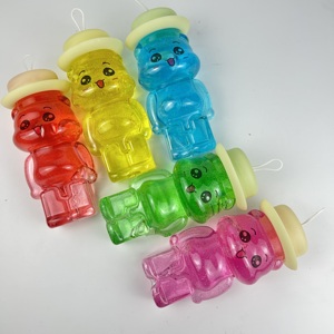 Nouveau design : Kit de slime transparent et pailleté pour enfants, avec jouet ours en chapeau aux couleurs arc-en-ciel et slime cristallin liquide. - Product Image 2
