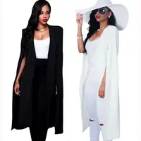 Kadın siyah ve beyaz moda saat takım elbise ceket uzun Blazer