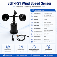 Sensor Kecepatan Angin Tiga Cangkir BGT-FS1 RS485 Modbus 4-20mA 0-5V Anemometer untuk Stasiun Cuaca