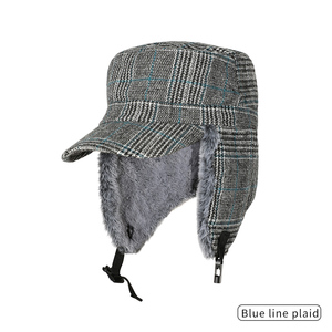 Dairui ấm kẻ sọc <span class=keywords><strong>Trapper</strong></span> <span class=keywords><strong>hat</strong></span> cho nam giới phụ nữ, dày bông thỏ lông lót earflap cap, ngoài trời thời tiết lạnh phi công <span class=keywords><strong>Hat</strong></span> Unisex - Product Image 2