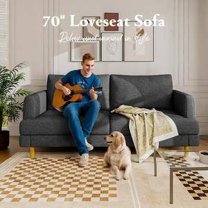 โซฟาเลิฟซีทพร้อมพอร์ต USB Type C หุ้มเบาะ โซฟาขนาดเล็กสำหรับห้องนอน สำนักงาน หรืออพาร์ตเมนต์ โซฟา 2 ที่นั่ง ดีไซน์ทันสมัย นั่งสบาย - Product Image 6