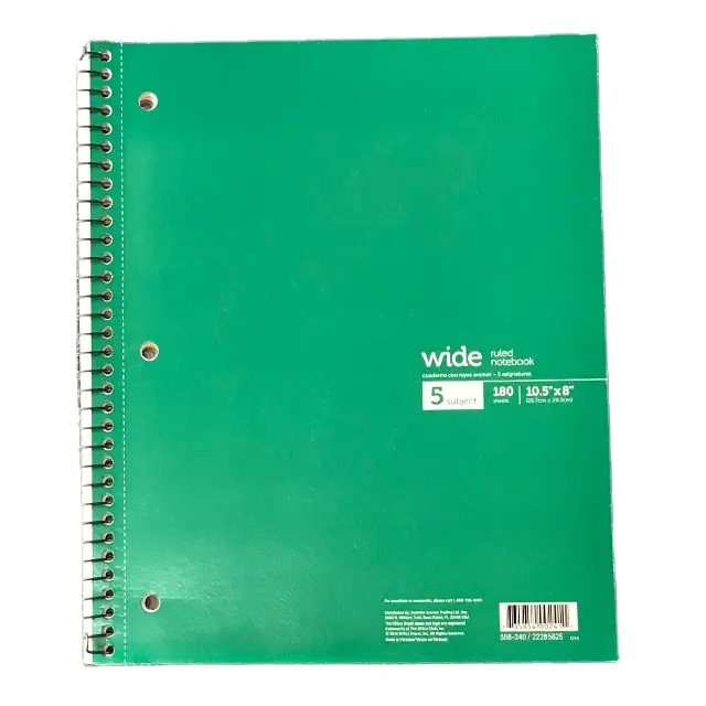 Harga Wajar dengan Kualitas Tinggi Notebook Spiral 180 Lembar untuk Perlengkapan Sekolah dan Perlengkapan Kantor