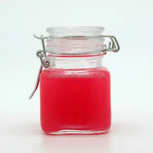 100Ml Vierkante Glazen Kruidenpot 4Oz Heldere Mini Swing Top Pot Voor Suiker In Voorraad