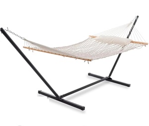 <span class=keywords><strong>Hamac</strong></span> double avec <span class=keywords><strong>support</strong></span> de 12 pieds inclus, oreiller, <span class=keywords><strong>hamac</strong></span> de camping portable, durable pour une utilisation en extérieur - Product Image 1