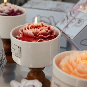 Funday Hot Selling Low Temp Camellia Style Smokeless <b>Decoration</b> Candle - Factory Novelty Candles - Product Image 3