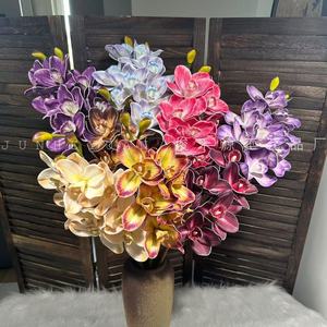 Fleurs d'orchidées Cymbidium artificielles Junheyuan, arrangement de fleurs en soie à 8 têtes pour la décoration de la maison et des mariages - Product Image 1