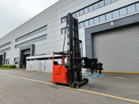 Chariot élévateur électrique haute performance pour allées étroites, gerbeur 3 voies, 1 tonne, batterie lithium-ion, opérateur debout, système VNA AGV