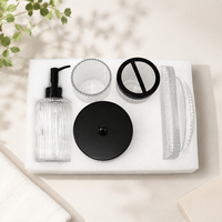 Ensemble d'accessoires de salle de bain en verre haut de gamme pour hôtel, comprenant un distributeur de savon, un porte-brosse à dents et un pot à coton, pour salles de bain et chambres d'hôtel