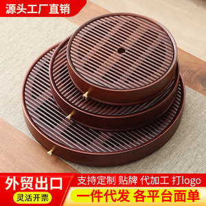 Wholesale <b>round</b> tea tray, household drainage and water storage <b>small</b> tea <b>table</b>, drainable dry brewing tea <b>table</b>, bamboo, for - Product Image 4