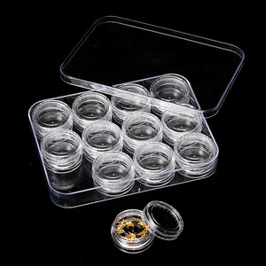 Boîte de rangement ronde à 12 compartiments pour bijoux et perles, organisateur en plastique transparent, conteneur pour salon de manucure, nail art, étui à outils - Product Image 2