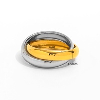 Fenny 18K Plaqué Or Mode Lisse Brillant Bicolore Double Cercle Large Anneau Pour Les Femmes Bijoux En Acier Inoxydable En Gros Bijoux