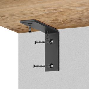 Support <span class=keywords><strong>d</strong></span>'<span class=keywords><strong>angle</strong></span> de montage <span class=keywords><strong>d</strong></span>'étagère en métal noir à 90 degrés 5x4x1.5 pouces polyvalent pour meubles en bois et salle de bain pour le stockage des aliments - Product Image 3