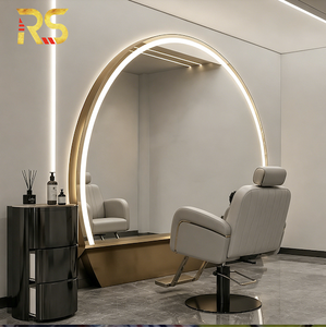 Espejo LED Redondo Moderno de Acero Inoxidable para Montar en la Pared, con Interruptor Táctil y Cambio de Temperatura de Color, para Salón de Belleza - Product Image 2