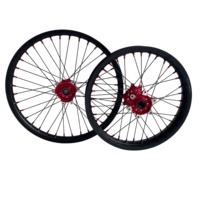 Kit de roues pour moto électrique Surron Ultra Bee tout-terrain, jante noire 21 pouces à l'avant, 18 pouces à l'arrière, capuchons de rayons rouges, moyeu rouge, sans pneu