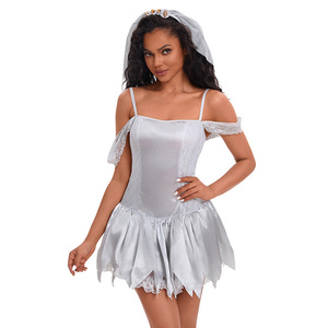 Nouveau adulte dames blanc maille robe Halloween Cos fantôme mariée Costume pour fête scène Performance formation Dancewear - Product Image 5