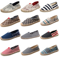 Espadrilles en toile rayées d'été style décontracté pour homme et femme, mocassins respirants et légers, vente en gros
