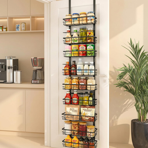 Pantry Door Organization and Storage Over <b>the</b> Door Pantry Organizer Metal Hanging Kitchen Spice Rack Can Organizer - Product Image 5