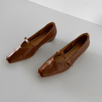 Nouveautés 2026 – Chaussures plates pour femme en cuir véritable de haute qualité, à bout carré, avec boucle à talon intégré, confortables, style scolaire