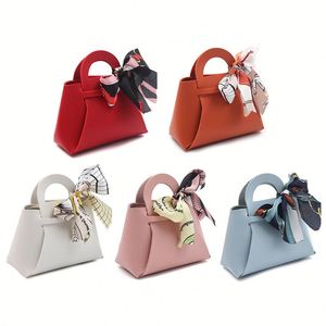 Small Candy Bag PU Leather Bag <b>Mini</b> Beautiful Candy Bag with Bowknot Decor Handmade Festive Faux Leather Gift Box for Wedding - Product Image 2
