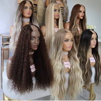 Perruque complète ondulée couleur Ombré Brun Cendré, extension de cheveux en U, sans dentelle, à clipser, en cheveux humains vierges Remy