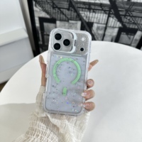 Coque de téléphone antichoc magnétique avec support d'appareil photo, époxy transparent, paillettes et détails en diamant pour HONOR CHOICE T10 (vente en gros)