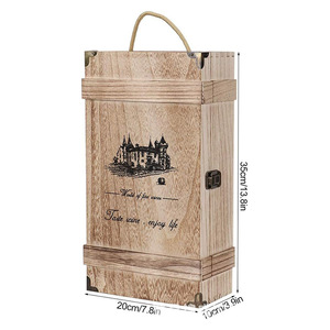 Caja de Madera para Vino, Almacenamiento para Dos Botellas, Madera de Pino, Embalaje de Regalo Portátil, Forma Rectangular, Uso Artesanal - Product Image 4