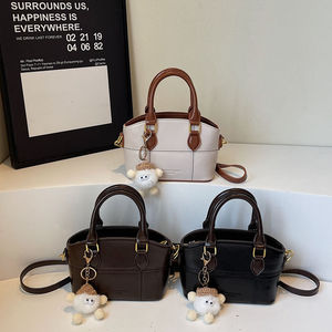 Sac à main tendance rétro en cuir PU pour femmes, sac bandoulière de luxe grande capacité, couleur unie, sac fourre-tout en cuir pour femmes - Product Image 1