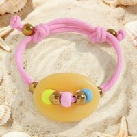 Bracelet D999 tendance en résine acrylique avec breloque nez de cochon, perles colorées plaquées or, fait main, bijoux en corde tressée pour femmes et hommes