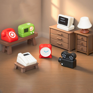 Creative Resin Mini Retro Home Appliances Figurine <b>Miniatures</b> Radio Computer Landline Projector Charm Ornaments DIY Accessories - Product Image 3