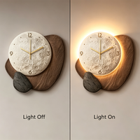 Jam Dinding Artistik Permukaan Bulan dengan Lampu LED - Tekstur Batu Modern Besar, Cocok untuk Ruang Tamu dan Kamar Tidur