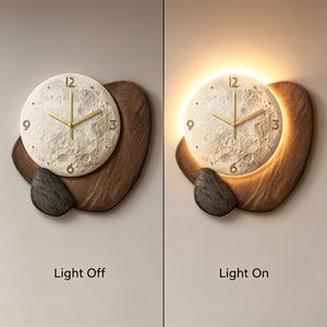 Orologio <span class=keywords><strong>da</strong></span> <span class=keywords><strong>Parete</strong></span> Artistico con Superficie Lunare e Retroilluminazione LED - Grande, Moderno, con Texture in Pietra, Adatto per Soggiorno e Camera <span class=keywords><strong>da</strong></span> Letto - Product Image 4