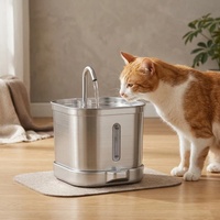 Tempat Minum Hewan Peliharaan Otomatis Tanpa Kabel 2.5L Stainless Steel Dispenser Air Anjing Kucing Pompa Ultra-Senyap