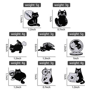 Hitam kucing Enamel Pin Halloween penyihir gaya ajaib bros kerangka pesawat ruang angkasa lencana perhiasan hadiah untuk teman - Product Image 6