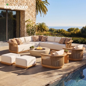 Canapé d'angle sur mesure en gros, ensemble de canapés de jardin en teck moderne de luxe, mobilier d'extérieur étanche pour balcon - Product Image 1