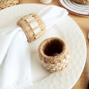 Style nordique en gros fait à la main en coton naturel <span class=keywords><strong>toile</strong></span> <span class=keywords><strong>de</strong></span> <span class=keywords><strong>jute</strong></span> anneau <span class=keywords><strong>de</strong></span> <span class=keywords><strong>serviette</strong></span> <span class=keywords><strong>de</strong></span> mariage - Product Image 5