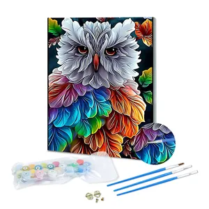 Venta al por mayor colorido búho Diy pintura por números pintura personalizada por números pintura al óleo Digital para regalos productos para el hogar