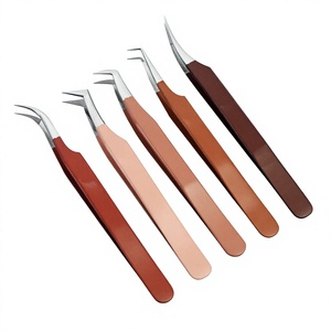 Ensemble de cils en acier japonais Pince à cils à pointe en fibre avec poignée en diamant Pince à épiler incurvée à 90 degrés pour extensions de cils - Product Image 1