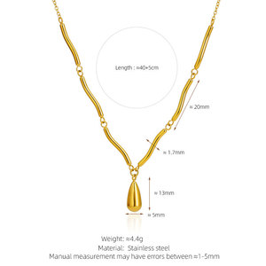 สร้อยคอแฟชั่นสำหรับผู้หญิง จี้รูปหยดน้ำโค้งเคลือบทอง 18k ทำจากสแตนเลสสตีล 316L กันน้ำและป้องกันการหมอง - Product Image 6