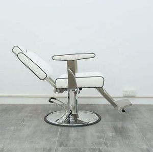 Professional White <b>Leather</b> Barber <b>Chair</b> With Black Edge Hydraulic <b>Reclining</b> Hairdressing Salon <b>Chair</b> 360 Rotation Barber Salon - Product Image 3